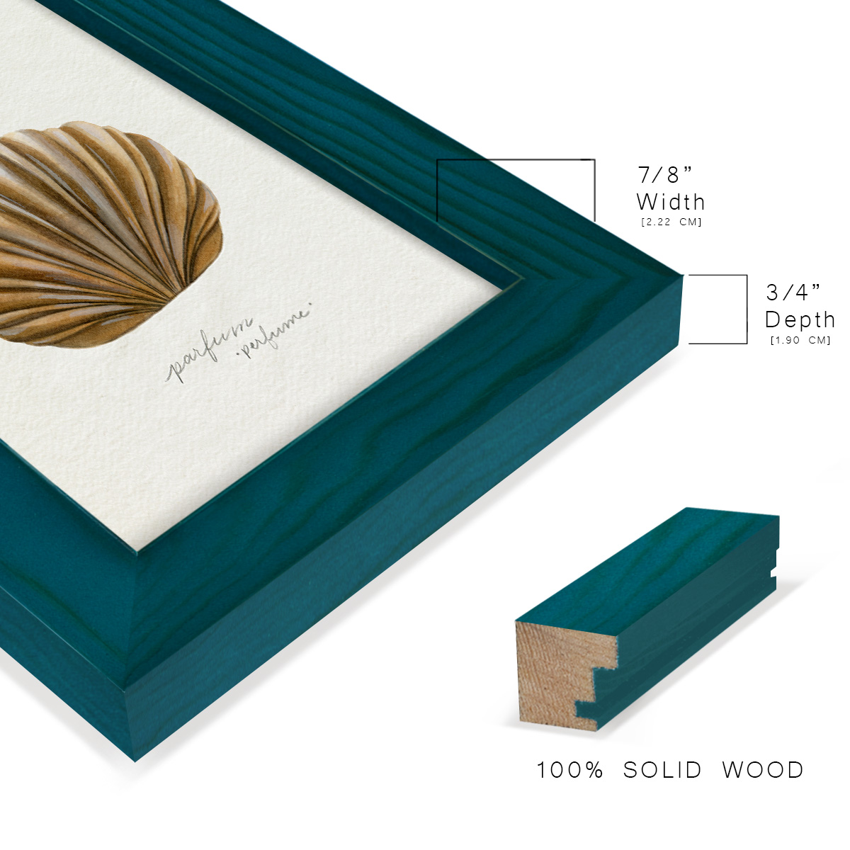 Gilded Toiletries II - Framed Print w/glass - Ocean Blue