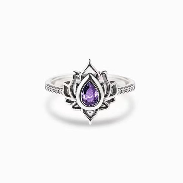Hecate Triple Moon Ring Set Amethyst o Red Crystal Wedding Ring Unique Moon Goddess Anillos para mujeres Regalo gótico Tan Jianjun unisex