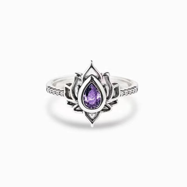 Hecate Triple Moon Ring Set Amethyst o Red Crystal Wedding Ring Unique Moon Goddess Anillos para mujeres Regalo gótico Tan Jianjun unisex
