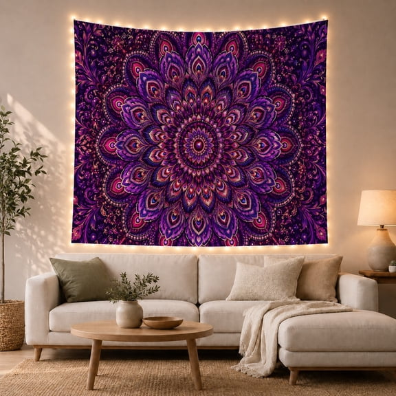 Mandala in Floral Filigree, Mystical Psychedelic for Meditation Enthusiasts, Ornamental Pattern Decor, Housewarming Gift, Tapestry Wall Hanging for Bedroom and Studio
