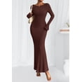 thumbnail image 2 of Vestido PRETTYGARDEN 2025 de Punto Acanalado Ajustado Maxi Color Café XXL, 2 of 8