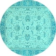 thumbnail image 1 of Ahgly Company Indoor Round Oriental Light Blue Traditional Area Rugs, 7' Round, 1 of 4