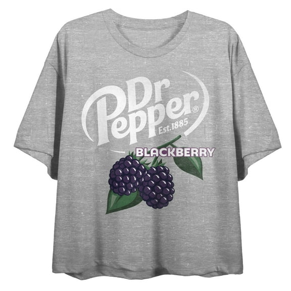 Dr Pepper Logo, Blackberry on Athletic Heather Short Sleeve Adult Crop T-Shirt-Small