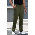 thumbnail image 3 of Iceglad Mens Cotton Linen Pants Elastic Waist Lightweight Drawstring Trouser Casual Summer Beach Pants Amry Green-m, 3 of 8