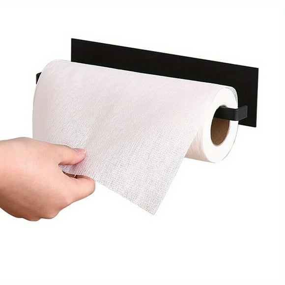 QUTETN Easy-Install Punch-Free Wall Mount Paper Holder & Towel Rack, Sleek Nordic Design in Black, Copper Material for Kitchen & Bathroom Storage, Towel Holder for Bathroom