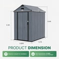 thumbnail image 2 of Dateyes 6'X4' Resin Storage Shed with Floor, Outdoor Plastic Tool Shed with Single Door & Vent, Heavy Duty Shed with Metal Frame, Dark Gray, 2 of 7