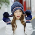 thumbnail image 3 of Prolriy Beanie for Women Warm Hat Thick Knitted Plush Ear Hat Women's Woolen Baseball Caps Wool Beanie Winter Hats for Women Blue, 3 of 5
