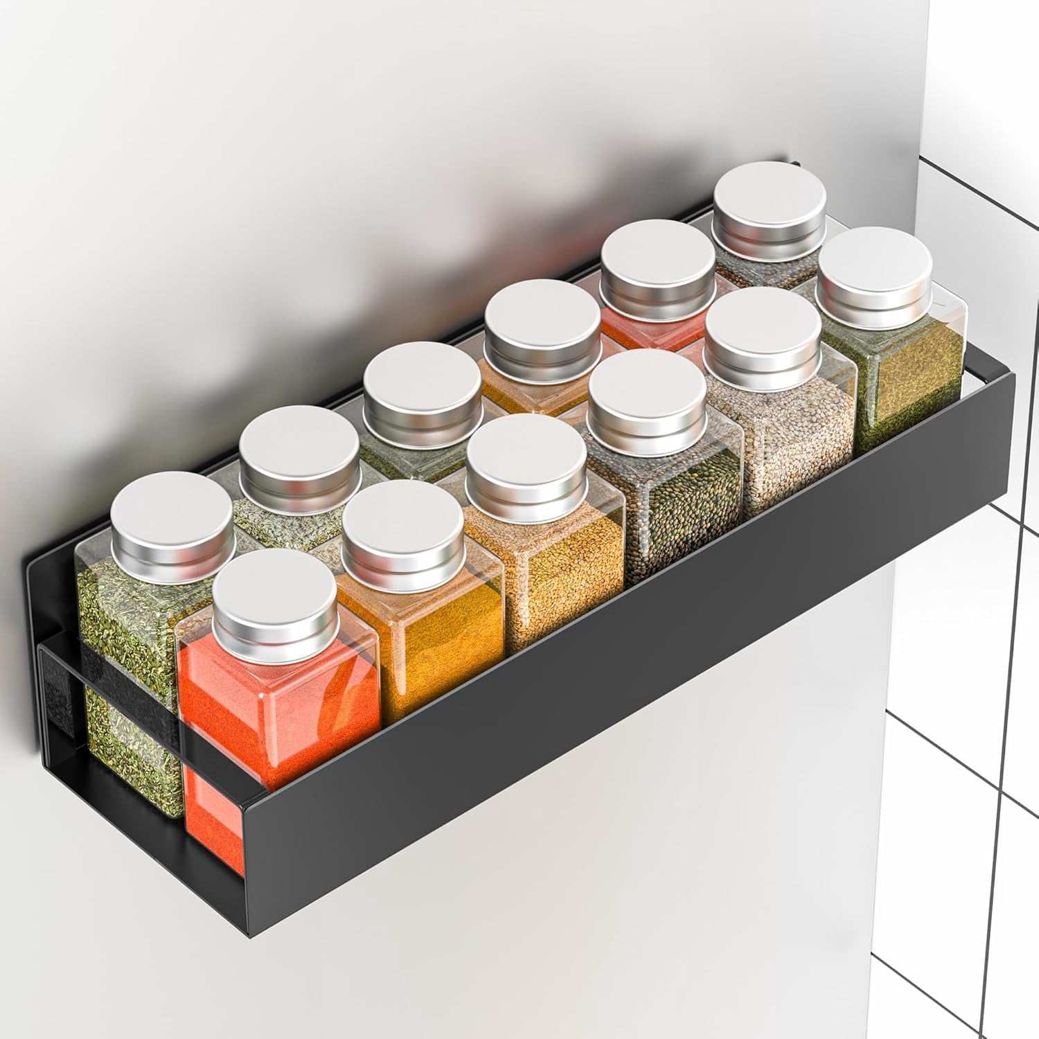 BAODELI 6 Pack Magnetic Spice Rack Organizer Storage for Refrigerator and Oven, Fridge Organizers and Shelf