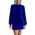 thumbnail image 3 of Vetsdori Womens Long Sleeve Mini Dresses Formal Cocktail Dresses Casual Party Velvet High Neck,Lightweight Dress for Ladies, 3 of 8