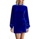 thumbnail image 3 of TaTaai Women Casual Velvet Long Sleeve Solid Color Dress Round Neck V Neck Soft Comfortable Mid Calf Length Dress for Party Wedding Spring Summer Outfits Gift, 3 of 7