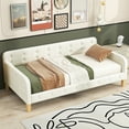 thumbnail image 2 of Euroco Upholstered Twin Size Sofa Bed, Tufted Daybed with Armrest for Living Room, Beige, 2 of 10