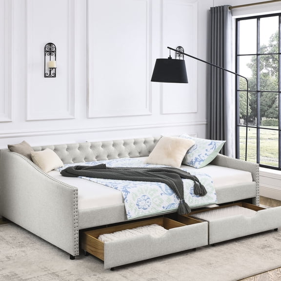 Queen Size Drawer Daybed / Comfortable Seating and Space - Saving Storage