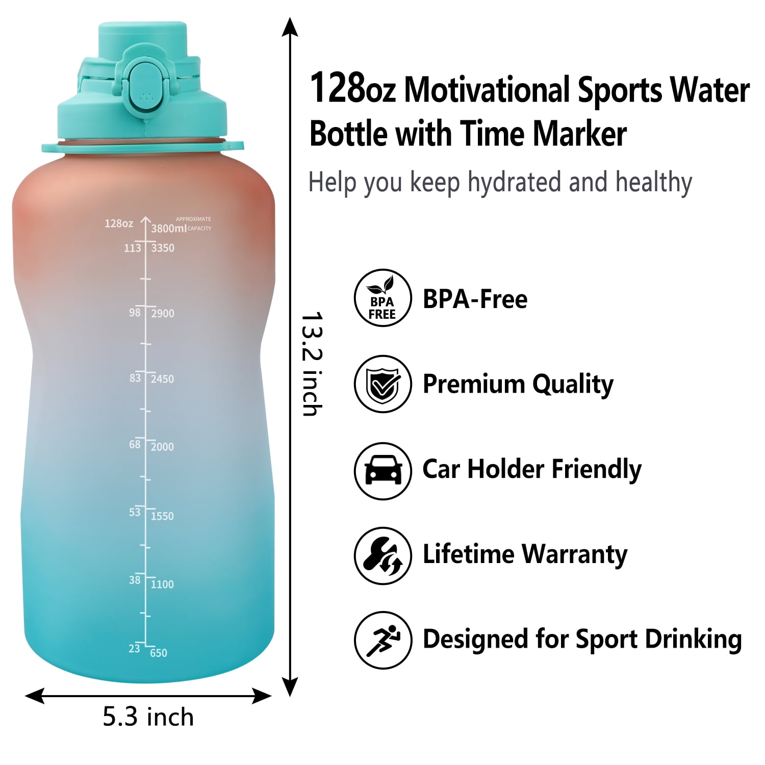 Zak!® 40oz Motivational Water Tracker Bottle