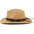 thumbnail image 3 of Sombrero de vaquero deformable unisex, sombrero de vaquera occidental, sombrero de vaquero para el interior del país, sombrero Fedora de ganadero con banda trenzada y calavera de toro, 3 of 7