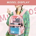 thumbnail image 6 of SANMADROLA Clear Backpack Heavy Duty, PVC See Through Book Bag for School Stadium Approved Transparent Backpack, Pink, 6 of 8