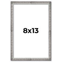 8x13 Frame Silver Grey Distressed Solid Wood Picture Frame | 0.75 Inch Moulding Width | Interior