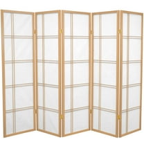 5 ft. Tall Japanese Style Double Cross Lattice Shoji Screen - Natural - 5 Panels