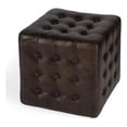 thumbnail image 1 of Leon Button Tufted Leather Ottoman, 1 of 3