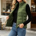 thumbnail image 7 of Sevevn Women's Quilted Puffer Sleeveless Vest Stand Collar Zip‑Up Lightweight Padded Gilet with Zipper Pockets Fall Winter Outerwear Army Green XL, 7 of 7