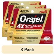 (3 pack) Orajel 4X for Toothache & Gum Pain, Severe Cream Tube 0.33 oz, from Oral Pain Relief Brand