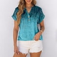 thumbnail image 2 of QATAINLAV Articles en Liquidation, Chemises en Lin à Boutons pour Femmes 2025 Manches Courtes Retroussables Col en V Blouse Décontractée Mode Imprimé Boho Henley Chemises Tunique de Plage Multicolore m, 2 of 9