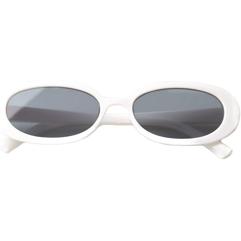 Retro Oval Sunglasses for Women and Men Vintage Sunnies Clout Goggles 90s Style White