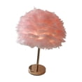 thumbnail image 1 of Feathers Table Lamp Night Light Lampshade for Bedside Home Room Decor Pink, 1 of 8