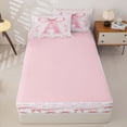thumbnail image 4 of Catabedysis Ribbon ABC Print A Zipper Twin Comforter Sets with Fitted Sheet and 2 Pillowcases,Personalized Monogrammed Gifts Zipper Bedding Set For Girls,Pink Reversible,4-Piece, 4 of 7