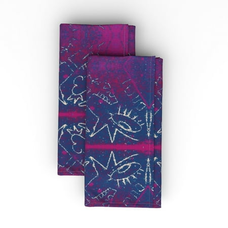 

Linen Cotton Canvas Dinner Napkins (Set of 2) - Abstract Graffiti Striped Blue Diamonds Paint Geometric Anomaly Navy Magenta Purple Plum Cream Print Cloth Dinner Napkins by Spoonflower