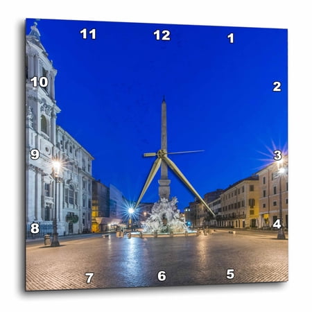 3drose, Italy, Rome, Piazza Navona at Dawn, 10x10 Wall Clock
