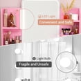 thumbnail image 2 of Homieasy Vanity Desk with LED Lighted Mirror, Makeup Desk with 5 Storage Shelves & 2 Drawers, Vanity Table, Modern Dressing Table with 3 Color Lighting Options,Pink, 2 of 7