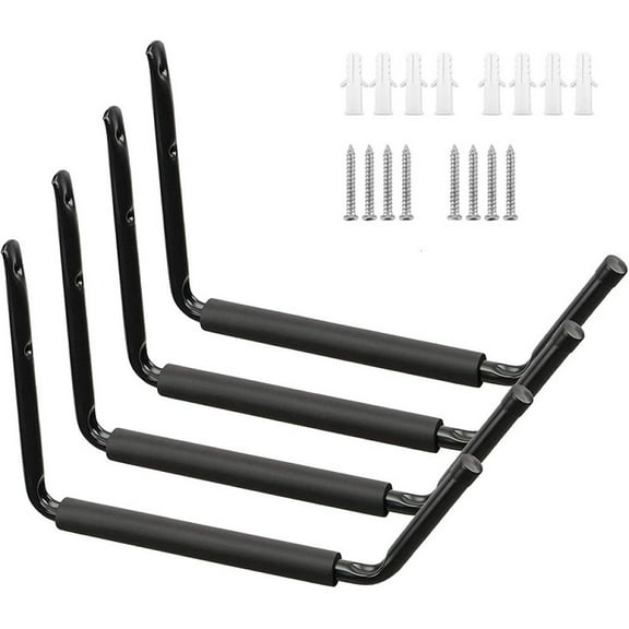 Jumbo Arm Heavy-Duty Kayak Storage Hooks, Space Saving Wall Mounted Utility Hanging Cradle for Garage Organization, Non-Slip Coating Protects Items from Slipping
