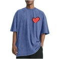 thumbnail image 3 of RKSTN Valentine's Day Gifts T Shirts for Men Oversized Crewneck Cotton Valentine Print Short Sleeves Shirts Tops Mens Casual Round Neck Sports Washed Distressed T-Shirts Loose Comfy Soft Tee Shirts, 3 of 6