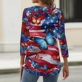 thumbnail image 5 of 250th Anniversary USA Shirts Women 3/4 Sleeve T Shirts Loose USA Flag Print Pullover Independence Day Patriotic Tops 4th of July Celebration Party Round Neck 1776-2026 Blouses Dark Blue 3XL, 5 of 5