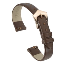 Uxcell 12mm Brown Genuine Leather Watch Bands with Rose Gold Buckle for Women