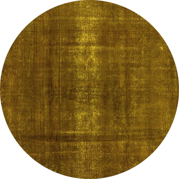 Ahgly Company Indoor Round Oriental Yellow Industrial Area Rugs, 5' Round