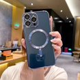thumbnail image 2 of for iPhone 15 Pro Max Case Magnetic Clear with Camera Lens Protector MagSafe Electroplated Silicone Dust-Proof Net Shockproof Protective Phone Case Cover 6.7 Inch - Blue, 2 of 12