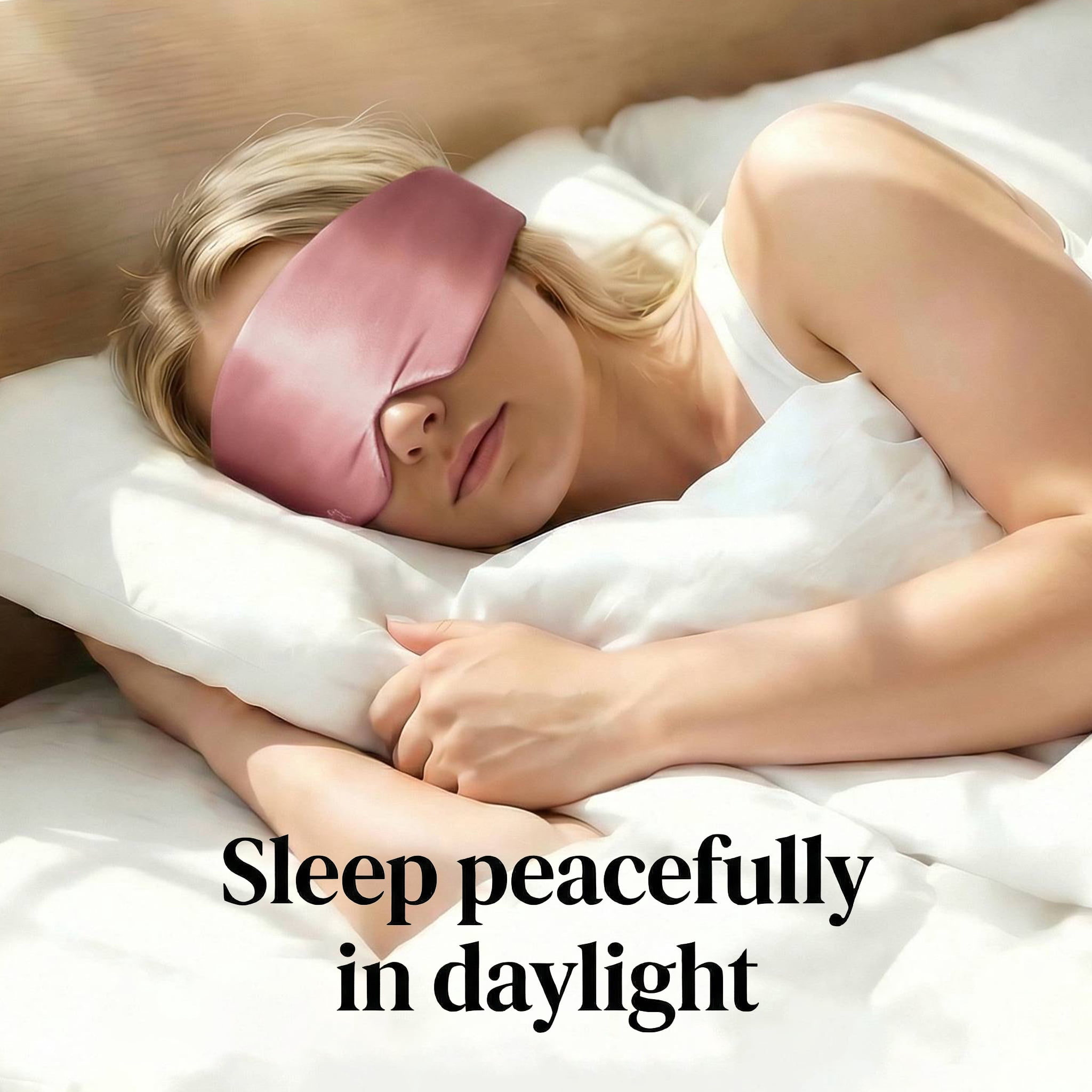 FACEMOON 100% Mulberry Silk Sleep Mask, Adjustable Strap, All-Night Blackout