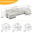 thumbnail image 4 of Ktaxon 157" W Sectional Sofa U Shaped Couch with Double Chaise Chenille Sleeper Set with 4 Oversized Seats Beige, 4 of 8