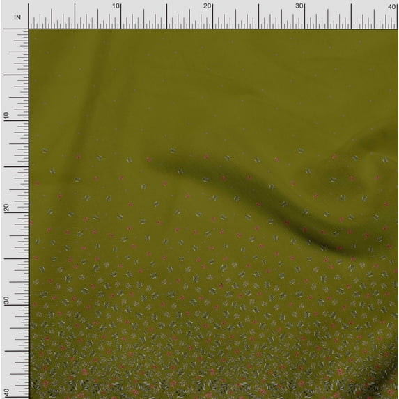 Soimoi Poly Georgette Fabric Leaves & Red Berries Panel Fabric Prints by Yard 52 Inch Wide