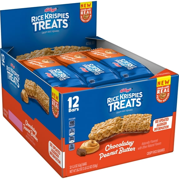 Rice Krispies Treats Chocolately Peanut Butter Snack Bars, 12 Count, 3 oz Each