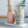 thumbnail image 2 of Qeeadeea Marble Pattern Design Soap Dispenser With Pump, Refillable Lotion Dispenser For Bathroom Vanity Countertop, Ceramic Shampoo Dispenser-white-300ml/10.6oz, 2 of 7