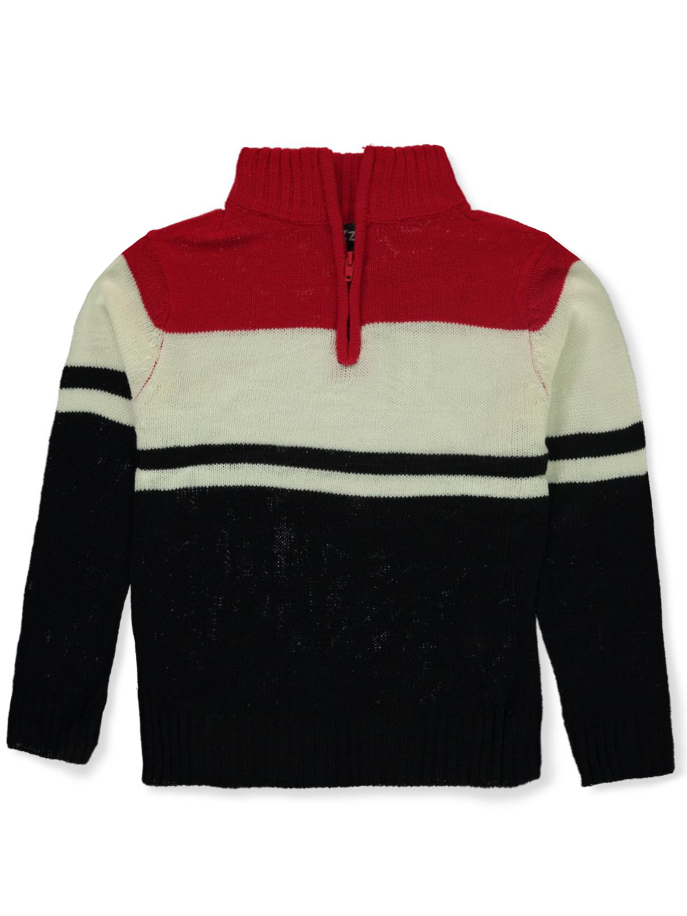 Sezzit Boys' Stripe Block Zip Sweater red/black, 18 (Big Boys