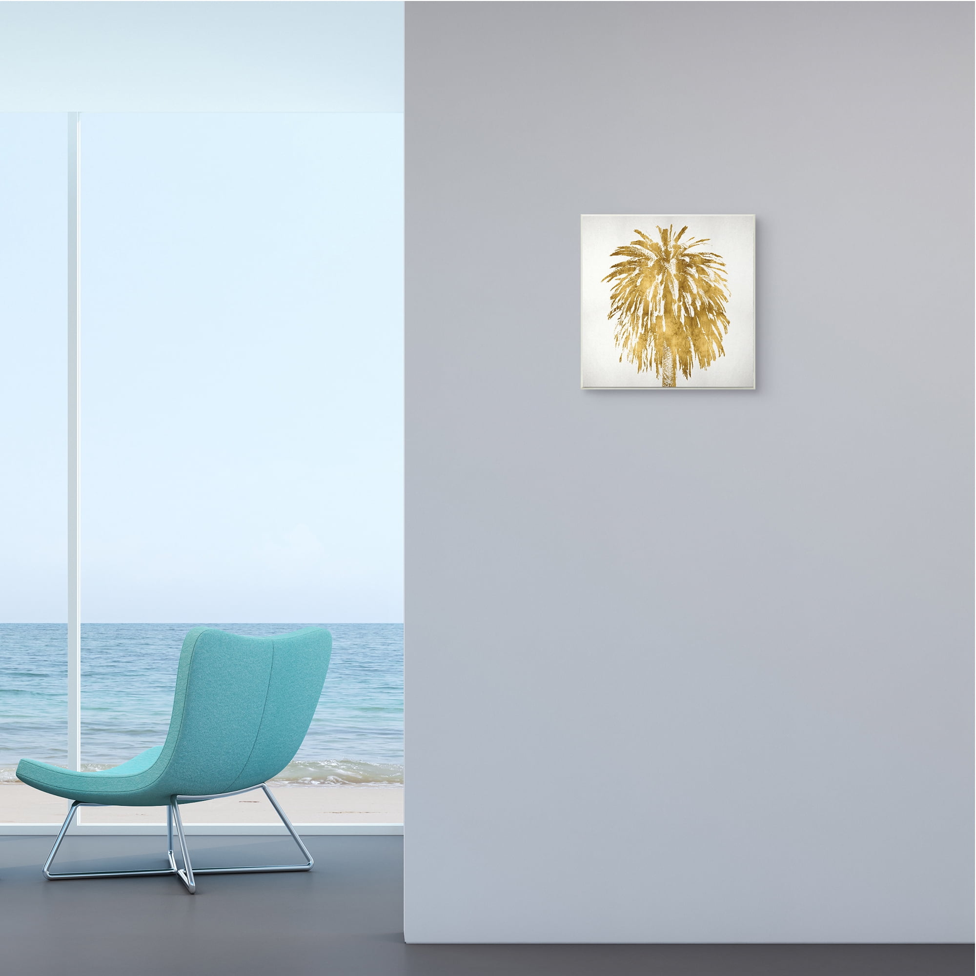 Stupell Industries Gold Glam Tropical Palm Tree Over Neutral Nature Painting Unframed Art Print Wall Art, 12 x 12