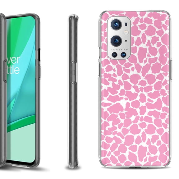 Slim-Fit Flexible TPU Gel Phone Case Compatible with OnePlus 9 PRO 5G, by OneToughShield ® - Giraffe/Pink