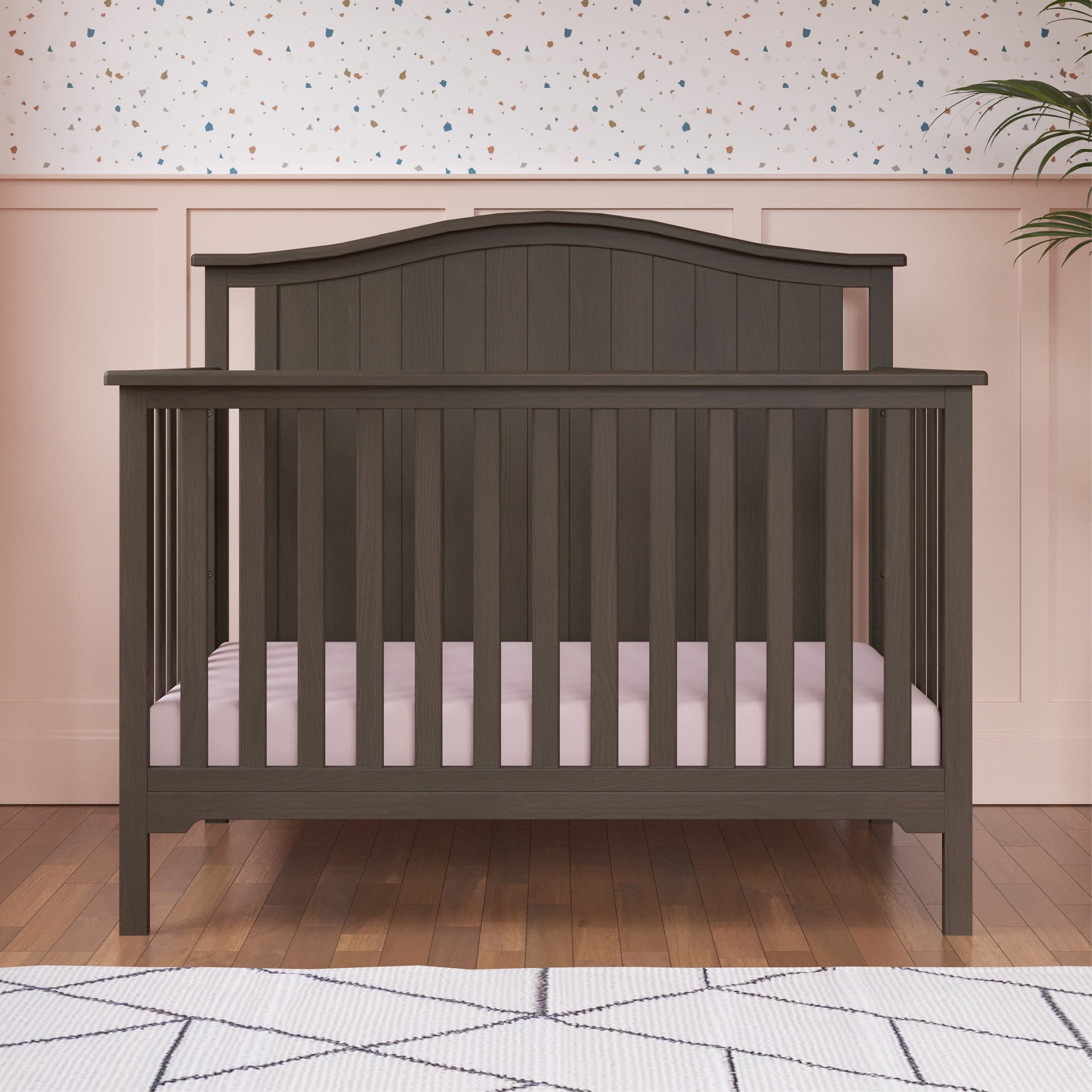 Child Craft Hampton Arch Top Crib and Changing Table Nursery Set, 4-in-1 Convertible, Dapper Gray, 2-Piece