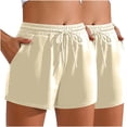 thumbnail image 2 of Teissuly 2PC Women'S Solid Color Casual Drawstring Sports Shorts With Pocket, 2 of 9