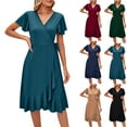 thumbnail image 7 of Tumotour Summer Dress for Women Homecoming Dresses Shirt Dress for Women Mini Dress Fashion Women Summer Round Neck Doll Dress Sold Color Sleevless Pleated Dress, 7 of 7
