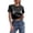 Black, variant on Womens Workout Tops T Shirts Short Sleeve Gothic Skeleton Print Distressed Crop Round Neck Fall Spring Boho Shirts