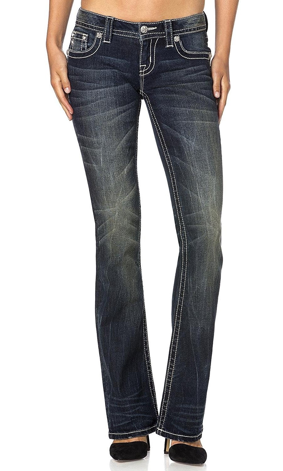 Zig Zag Straight Leg Jeans, Denim 
